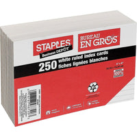 Staples White Ruled Index Cards - 4" x 6" - 250 Pack-Durable and economical