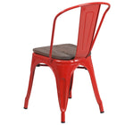 Flash Furniture Metal Stackable Chair with Wood Seat - Red-Curved Back with Vertical Slat