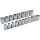 Gray Tools 19 Piece 3/8" Drive 12 Point Metric, Standard Chrome Socket Set, 6mm-26mm-Contains Sizes: 6, 7, 8, 9, 10, 11, 12, 13, 14, 15, 16, 17, 18, 19, 20, 21, 22, 23, 26mm.