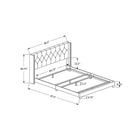 Monarch Specialties 5984Q Queen Size Bed - Grey Linen With Chrome Trim-Supports up to 600 lbs