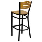 Flash Furniture Hercules Series Black Slat Back Metal Restaurant Bar Stool, Natural Wood Back & Seat-Natural Finished Wood Seat