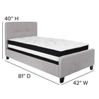 Flash Furniture Tribeca Twin Size Tufted Upholstered Platform Bed with Pocket Spring Mattress - Light Grey Fabric-Light Grey Fabric Upholstery