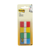 Post-it Flags - 0.94" x 1.7" - Red, Yellow, Blue, Green-Easily call-out or colour-code important information
Sticks securely, removes cleanly
Repositionable
Eye-catching colours
Dispenser fits inside your briefcase, purse or backpack
Assorted primary colours