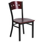 Flash Furniture HERCULES Series Black 4 Square Back Metal Restaurant Chair - Mahogany Wood Back & Seat-500 lb. Weight Capacity