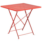 28'' Square Coral Indoor-Outdoor Steel Folding Patio Table Set with 2 Round Back Chairs [CO-28SQF-03CHR2-RED-GG]-Designed for Indoor and Outdoor Use