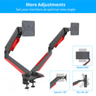 ShoppingAll Adjustable Dual Pneumatic Gaming Monitor Mount with Red Backlights for 15-32" Monitors-6