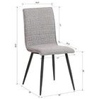 Cathay Importers Fabric Side Chair with Black Steel legs - Grey - 2 Pack-Assembly required