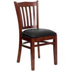 Flash Furniture HERCULES Series Vertical Slat Back Mahogany Wood Restaurant Chair - Black Vinyl Seat-800 lb. Weight Capacity