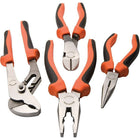 Dynamic Tools 4 Piece Plier Set, Comfort Grip Handles-Contains: 7" Linesman Pliers, 6" Diagonal Cutting Pliers, 6" Long Nose Pliers, 10" Groove Joint Pliers