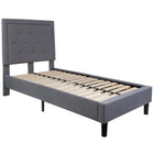 Flash Furniture Roxbury Twin Size Tufted Upholstered Platform Bed - Light Grey Fabric-Panel Headboard
