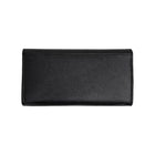 Champs Gala Collection Leather Flap Clutch Wallet - Black-Zippered compartment containing additional gusset