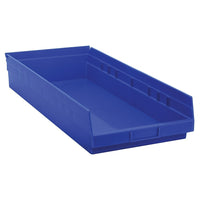 Quantum Storage Systems Shelf Bins, 11-1/8" W x 4" H x 23-5/8" D, Blue, 50 Lbs. Capacity - 4 Pack-Capacity: 50 lbs.