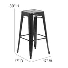 Flash Furniture Commercial Grade 30" High Backless Black Metal Indoor-Outdoor Barstool with Square Seat-Black Powder Coated Frame Finish