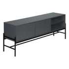 Monarch Specialties 2739 Tv Stand - 60"L/Grey/Black Metal With Storage-This fashionably stylish 60 inch contemporary tv stand is solidly constructed with grey laminate and black metal for a modern statement in a living room, bedroom, or office