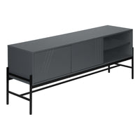 Monarch Specialties 2739 Tv Stand - 60"L/Grey/Black Metal With Storage-This fashionably stylish 60 inch contemporary tv stand is solidly constructed with grey laminate and black metal for a modern statement in a living room, bedroom, or office