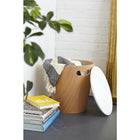 Umbra Woodrow Storage Stool - White/Natural-Warm and Versatile Design: This stool's natural wood finish adds a subtle and neutral warmth to its modern design