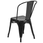 Flash Furniture Black Metal Indoor-Outdoor Stackable Chair-Curved Back with Vertical Slat