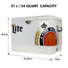 Miller Lite Ice Chest Cooler with Bottle Opener - 51 L (54 qt) - 85 Cans-Solid steel latch