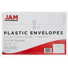 JAM Paper Plastic Envelopes with Button and String Tie Closure, Booklet, 12 x 18, Clear Poly, 12 Pack (457B1CL)-1" expansion