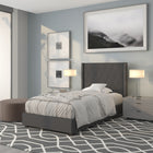 Flash Furniture Riverdale Twin Size Tufted Upholstered Platform Bed - Dark Grey Fabric-Dark Grey Fabric Upholstery