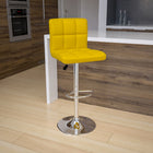 Flash Furniture Contemporary Yellow Quilted Vinyl Adjustable Height Barstool with Chrome Base-Swivel Seat