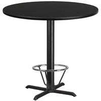 Flash Furniture Laminate 42" Round X-Base Table, Black (XURD42BKT33B4F)-Bar Height Hospitality Table