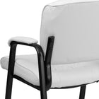 Flash Furniture Leather Executive Side Reception Chair with Black Metal Frame - White-Padded Arms