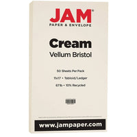 JAM Paper Vellum Bristol Tabloid Cardstock, 11 x 17, 67 lb. Creme, 50 Pack (16932833)-Colour: Creme 67 lb. Cover