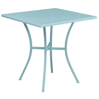 Flash Furniture 28" Square Sky Blue Indoor-Outdoor Steel Patio Table-Patio Table