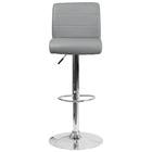 Flash Furniture Contemporary Vinyl Adjustable Height Barstools with Rolled Seat & Chrome Base - Grey - 2 Pack-Set of 2 Contemporary Style Stools