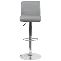 Flash Furniture Contemporary Vinyl Adjustable Height Barstools with Rolled Seat & Chrome Base - Grey - 2 Pack-Set of 2 Contemporary Style Stools