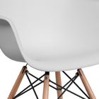 Flash Furniture Alonza Series Plastic Chair with Wooden Legs - White-Wooden Legs with Metal Bracing