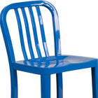 Flash Furniture 24" High Blue Metal Indoor-Outdoor Counter Height Stool with Vertical Slat Back-Galvanized Steel Construction