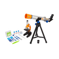 Discovery Telescope and Microscope Combo Set with Hard Case-Explore everything from the soil to the stars with this telescope and microscope set.