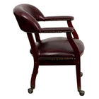 Flash Furniture Oxblood Vinyl Luxurious Conference Chair with Accent Nail Trim & Casters-Oxblood Vinyl Upholstery