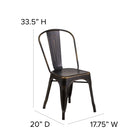 Flash Furniture Commercial Grade Distressed Copper Metal Indoor-Outdoor Stackable Chair-Floor Protector Rubber Glides