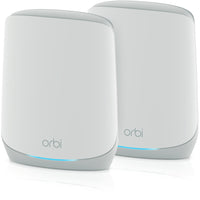 Netgear Orbi RBK762S Tri-band WiFi 6 Mesh System - 2 Pack-Coverage up to 5,000 sq. ft. and for up to 75 devices. Extend coverage up to 2,500 sq. ft. with each additional satellite (sold separately)
