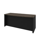 Bestar Connexion Desk Shell, Antigua & Black-The desk is made of durable 1" commercial grade work surface with melamine finish that resists scratches, stains and wear