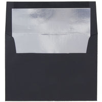 JAM Paper A7 Foil Lined Envelopes, 5.25 x 7.25, Black Linen with Silver Lining, 250 Pack (3243688H)-Black linen with silver foil lined recycled envelope