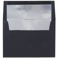 JAM Paper A8 Foil Lined Envelopes, 5.5 x 8.125, Black Linen with Gold Lining, 100 Pack (3243680g)-Black with gold foil lining