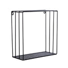 Truu Design Grid Floating Wall Shelves with Hooks, Set of 2, 12.6 x 6.25 inches, Black-Large: 12.6"L x 18.25"H x 6.25"W / Small: 10"L x 16"H x 5.5"W