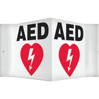 Accuform Signs Aed Projection Sign, 6" x 8-1/2", Plastic, English With Pictogram-Display Type Bolt-On