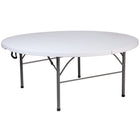 Flash Furniture 6-Foot Round Bi-Fold Granite Plastic Banquet & Event Folding Table with Carrying Handle - White-Ready To Use Commercial Table