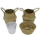 Cathay Importers Seagrass Basket with PVC Hard Liner, Natural, 3 Pack (EC-08-1942)-Foldable design allows the basket to change form