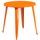 30'' Round Orange Metal Indoor-Outdoor Table Set with 2 Cafe Chairs [CH-51090TH-2-18CAFE-OR-GG]-Orange Powder Coat Finish