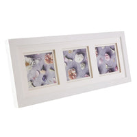kieragrace KG Morgan Double Mat Frame - 3 Openings - 6.6" x 6.6" Each, White-White gallery photo frame, 3 openings