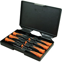 Dynamic Tools 7 Piece Precision Screwdriver Set, Slotted & Phillips-Contains: Phillips®: #000, #00, #0, Slotted: 1/8", 3/16", 1/4"