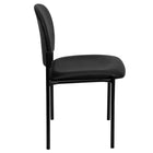 Flash Furniture Comfort Black Vinyl Stackable Steel Side Reception Chair-Stacks up to 5 Chairs High