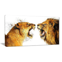Designart Lion Argument Canvas Art Print, 5 Panels, (PT2336-32-16)-Print