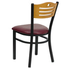 Flash Furniture HERCULES Series Black Slat Back Metal Restaurant Chair - Natural Wood Back & Burgundy Vinyl Seat-Burgundy Vinyl Upholstered Seat
